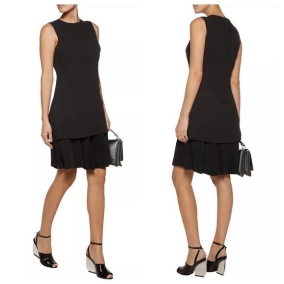 Theory Dress Malkan P Winslow Crepe Layered Pleated in Black - Picture 1 of 9